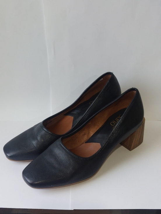 Franco Sarto Shoes - Franco Sarto Black Leather Block Heel Pumps